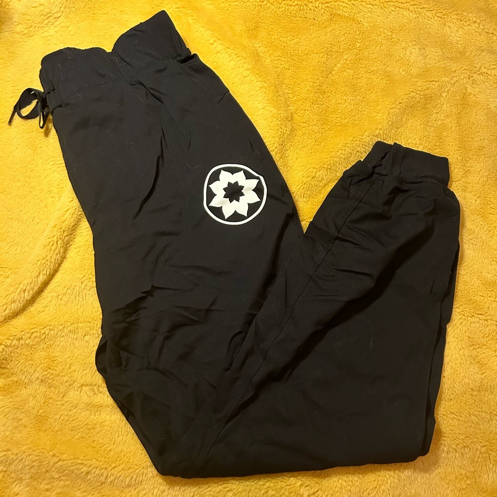 Black Club Pilates Joggers with White Mandala